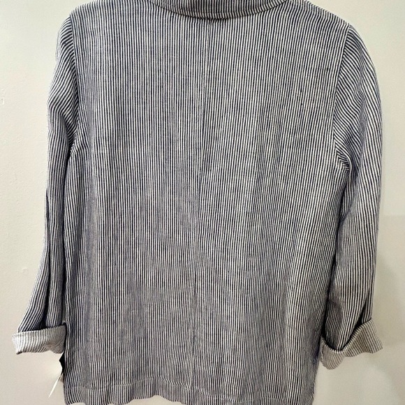 Elliott Lauren Womens Blazer Blue & White Button Front Striped Jacket NWT - Picture 7 of 7